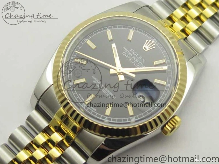 0413 DateJust 36 SS YG 126233 ARF 1:1 Best Edition Black Dial Stick Markers on SS YG Jubilee Bracelet SH ModernLook 3432